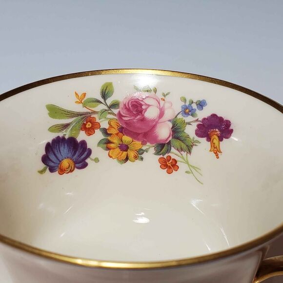 Syracuse China Teacup and Saucer Pink Blue Yellow Flowers Vintage - Picture 3 of 6